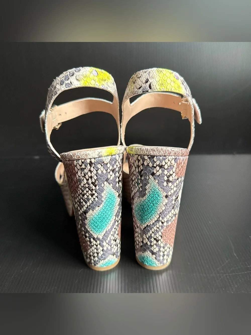 NIB Kate Spade Grace Lemon Sorbet Snakeskin Platform Heels Women’s Size 10